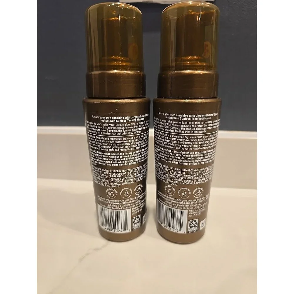 Jergens Natural Glow Instant Sun Tanning Mousse Light Bronze 6 oz LOT OF 2 New